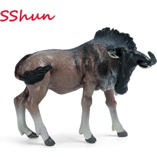 New Styles Simulation wild animal model static solid African wildebeest wildebeest childrens plastic toy scene decoration