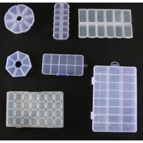 10 Sizes Plastic Storage Jewelry Box Compartment Adjustable Container for Beads Earring Jewelry Transparent Rectangle Box Case