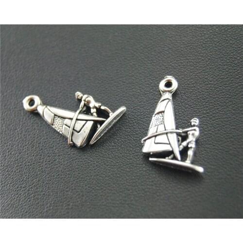 30pcs Silver Color Sailing Charm Pendant For DIY Jewelry Making Findings 23X15mm A1830