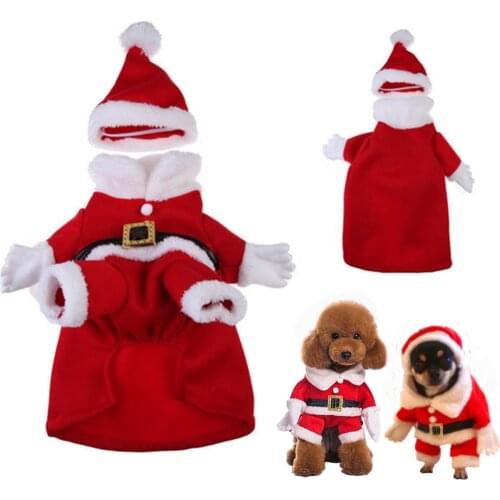 Christmas Pet Dog Cat Clothes Costumes Funny Santa Claus Costume For Dogs Cats Winter Warm Dog Clothes Dropshipping