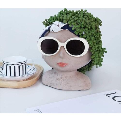 Nordic Resin Vase Creative Dried Flowers Flower Arrangement Desktop Ornaments Modern Human Face Vases Crafts Home Decoration