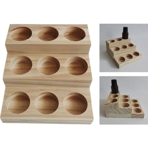 3 Tier Essential Oils Storage Rack Organizer Wood Display Holder Rack Stand with 9 Slots for 5ml to 15ml Essential Oil Bottles