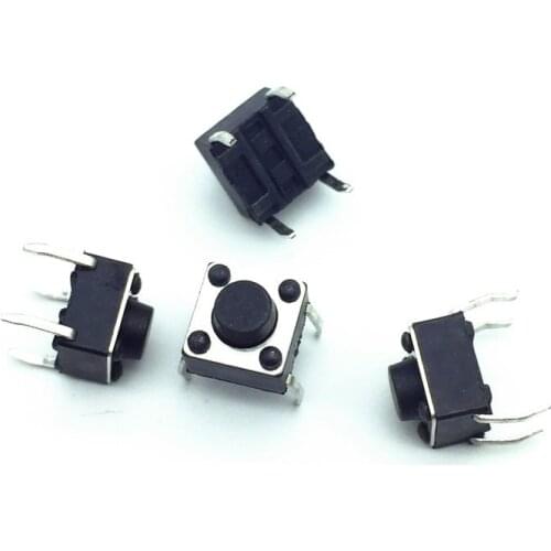 100 Pcs Tactile Switch Tact 6 X 6 X 5 Mm 4-pin Dip-micros Top Copper Power Switch Button Vertical Free Shipping