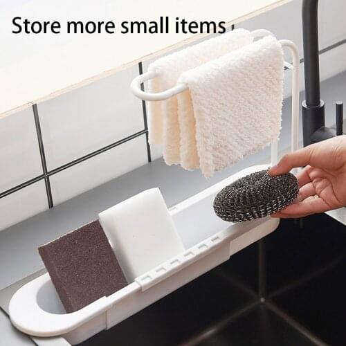 Telescopic Sink Shelf Soap Sponge Drain Rack Storage Basket Bag Faucet Holder Adjustable Kitchen Accessorie Bathroom Holder Sink