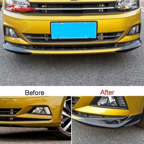 Tonlinker Exterior Car Front Bumper Corner Cover Sticker for Volkswagen POLO 2019 Car Styling 2 PCS ABS Chrome Cover Sticker