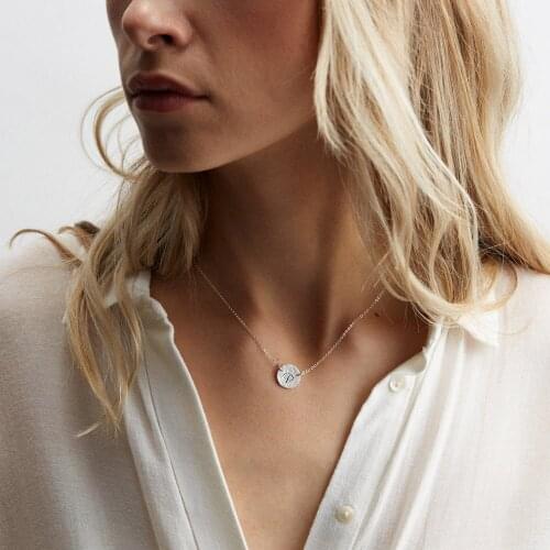 Simple Fashion Female Clavicle Pendant Round Pattern Neck Chain Necklace Laser engraved Letter Jewelry