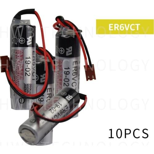 10pcs Original New ER6VCT Battery 3.6V 2400mAh PLC Lithium Batteries With Brown Plugs Connectors Free Shipping