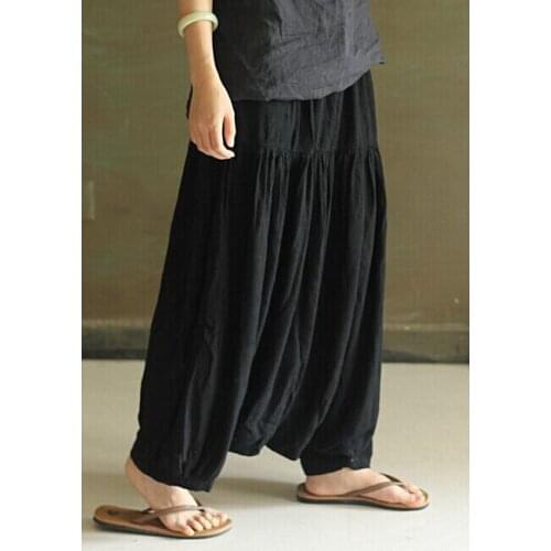2015 New Linen Pants Female Loose pant skirt Plus Size Womens Clothing Linen Capris Pants 17392-12