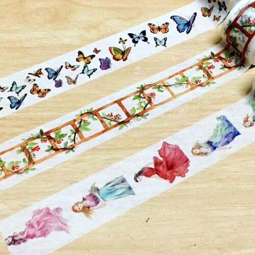 30mm*5m high quality washi paper tape/Beautiful Butterfly and Flower ladder and Goddess masking japan washi tape