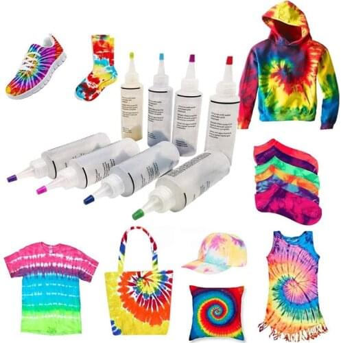 6/8/10 Bottles One-Step Tie-Dye Kit Clothes Textile Colorful Tie Dying Sets Multi-Color Dyes Permanent Paint DIY Arts