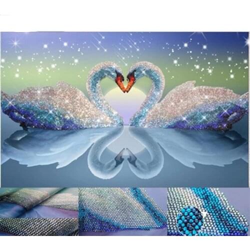 5D DIY Special-shaped drill diamond painting Swan Rhinestone Cross Stitch Animal Wedding Crystal Diamond Swans Embroidery Gift