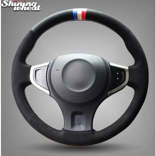 Shining wheat Black Suede Blue White Red Marker Car Steering Wheel Cover for Renault Koleos 2009-2014
