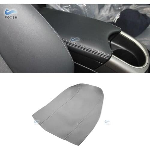 For Toyota Prius 2010 2011 2012 2013 2014 2015 Microfiber Leather Center Control Lid Armrest Box Cover Sticker Trim Gray Color