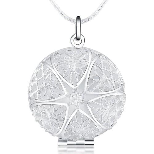 925 Sterling Silver 18 Inch Snake Chain Round Frame Pendant Necklace For Women Man Fashion Wedding Party Charm Jewelry