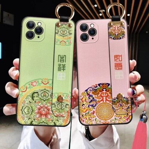 Fashion 3D Embossed Phone Case For iPhone X XS XR 11 12 Pro MAX 6 7 8 Plus Capa Soft Back Covers Wrist Tassel Matte Phone Cases