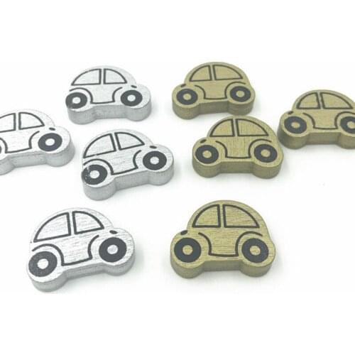 DIY 80pcs Wooden Car shape Loose Beads Gold/Silver beads Necklace Make Accessories 25mm
