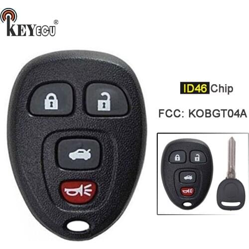 KEYECU 1x/ 3x ID46 Chip FCC ID: KOBGT04A 3+1 4 Button Remote Key Fob for Chevrolet, for Pontiac G5, for Saturn Aura, for Buick