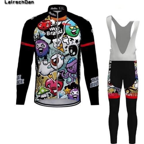 LairschDan Autumn pro team Long Sleeve Cycling Jersey Set Bike Jersey Men MTB Bicycle Clothing Uniform Kit ropa ciclista hombre