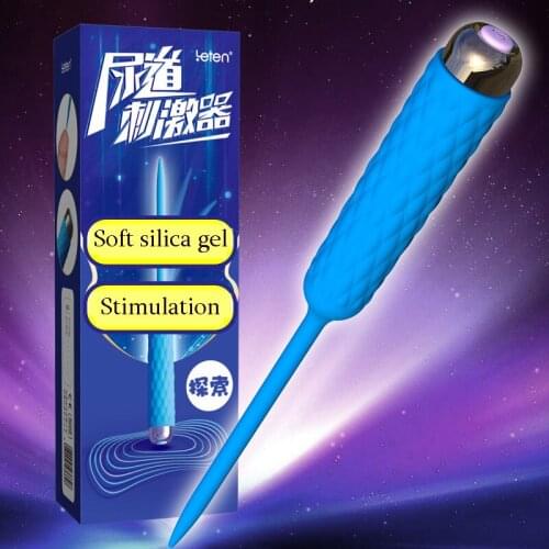 Leten Powerful Vibration Horse Eye Stick Penis Massager Urethra Stimulation Soft Silicone Male Masturbation Penis Plug Cock