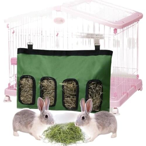 Rabbit Chinchilla Hay Feeding Bag Oxford Cloth Material Double Hooks Easy To Fix on The Pet Cage Waterproof Pet Supplies New