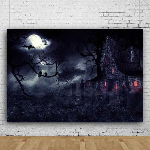 Mocsicka Halloween Photography Background Dark Castle Forest Moon Party Photo Background for Photo Studio Photocall Props Decor