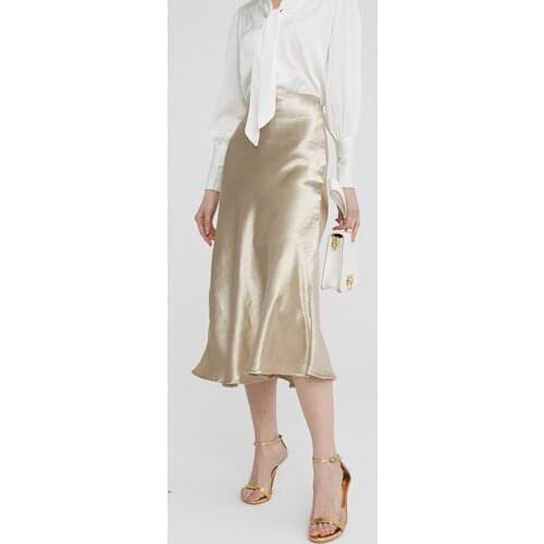 Fashion Womens Glossy Skirts Metallic Shiny PVC Wet Look High Waist Midi Skirt