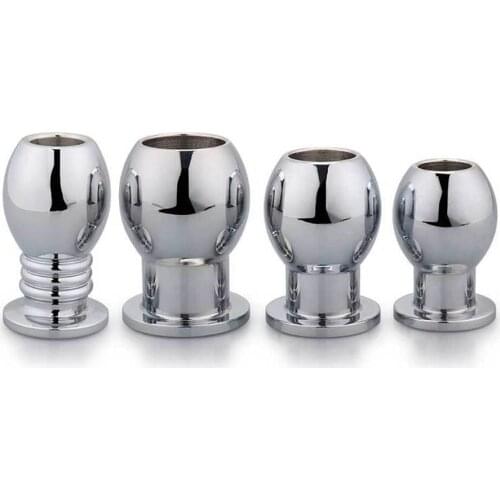 2021 New RY-137 Smooth Touch Head Metal Anal Plug Sex Toys Stainless Steel Hollow Butt Plug Anal Beards for Adult Game