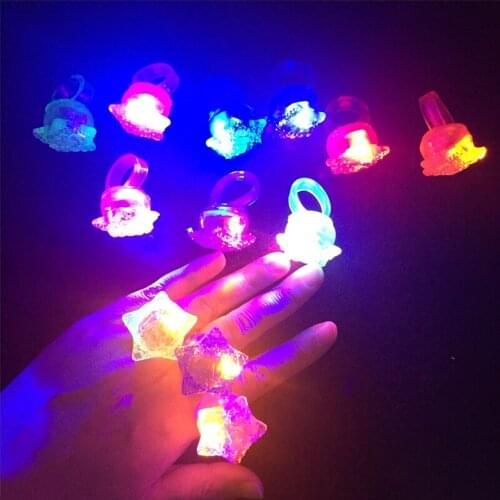 New 30pcs Colorful Party LED Flashing Light Ring Rave Party Glow Jelly led love ring star Finger Rings For Christmas New Year