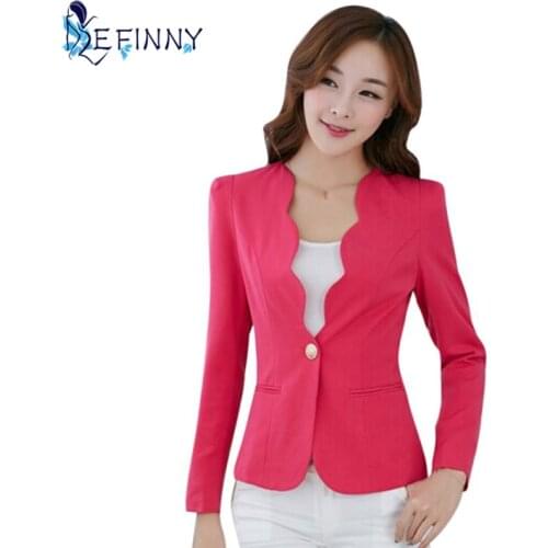 New Female Formal Solid Color Single Button Slim Fashion Office Business Suit Casual Jacket Women Coat Outwear