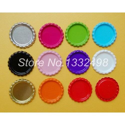 Wholesale 1000 pcs/lot Two-side Colored Metal Flat Bottle Caps for Jewelry Crafts Bows Accessories Without Hole 16 Colors