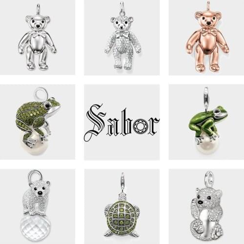Frog & Pearl Teddy Bear Polar Turtle Pendants Fashion Jewelry silver color Cute Gift For Women Girls Fit Necklace thomas