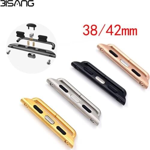 2PCS Black Silver Gold for Apple Watch Metal Stainless Steel Adapter Connector Loop for Iwatch Watch Band 38mm/ 42mm Send tool