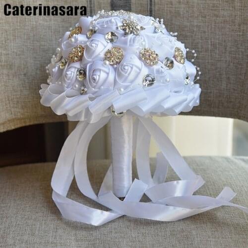 Handmade Artificial Flowers Bouquets Bridal Flowers Wedding Bouquet Crystal Stitch Bridesmaid Bouquets