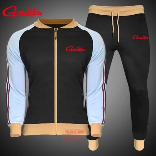 Gamakatsu Fishing Suit Autumn Fashion Men Sweater Fishing Suit Outdoor Windproof Warm Jacket Sports Zipper Shirt Two-piece Suit