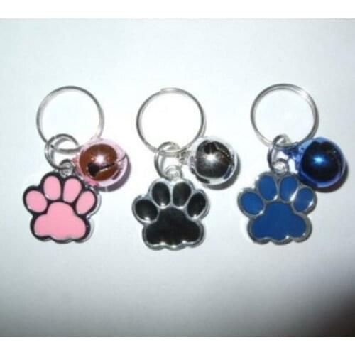 Mixed Enamel Dog Paw Print Keychain Vintage Silver Charms Bell For Keys Car Bag Key Ring Handbag Couple Key Chains Gifts Crafts