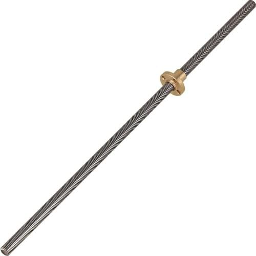 300mm T8 Stainless Steel Rods Lead Screw 3D Printer Z Axis Lead Screw Pitch 1mm with Brass Nut