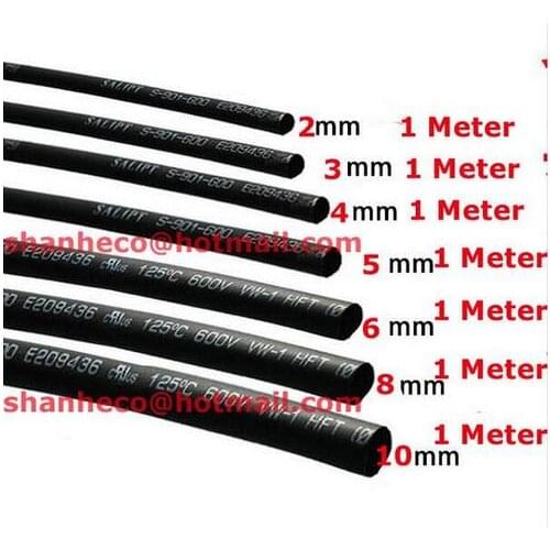 Heat Shrink Tubes Each 1Meter 2MM 3MM 4MM 5MM 6MM 8MM 10MM Shrinkable Tubing