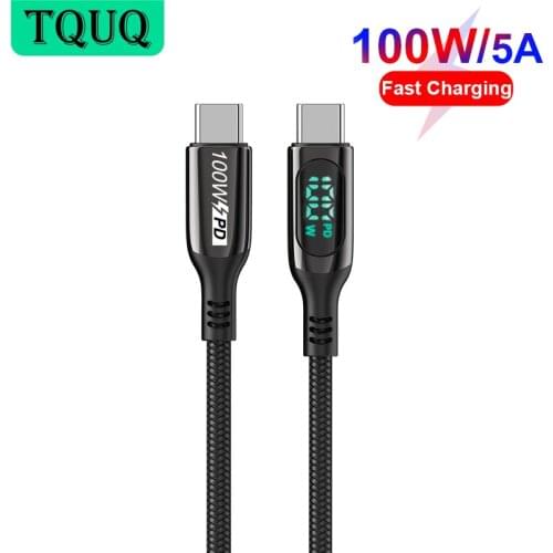 USB C Cable , TQUQ 2meter USB Type-C 5A E Mark 100W PD Fast Charging Nylon Braided Cord for MacBook Pro iPad Samsung Laptop
