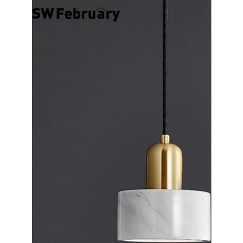 All Copper Chandelier Marble Bedroom Bedside Modern Minimalist Lights Nordic Living Room Dining Room LED Small Pendant Lamp