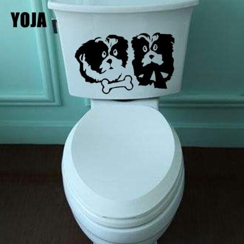 YOJA 23.6X14.8CM Wall Stickers Dog Animal Pet Cute Art Toilet Decals Bedroom Home Decor T5-1447