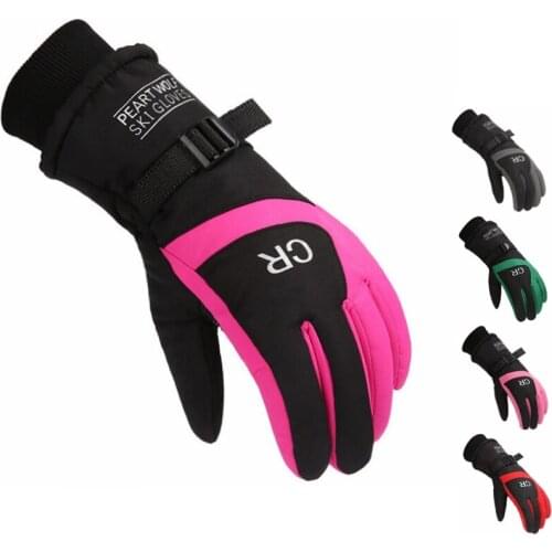 Women Snowmobile Winter Warm Ski Gloves Sports Waterproof Windproof Snow Mitten Adjustable Ski Strap Skiing Glove Cycling Men