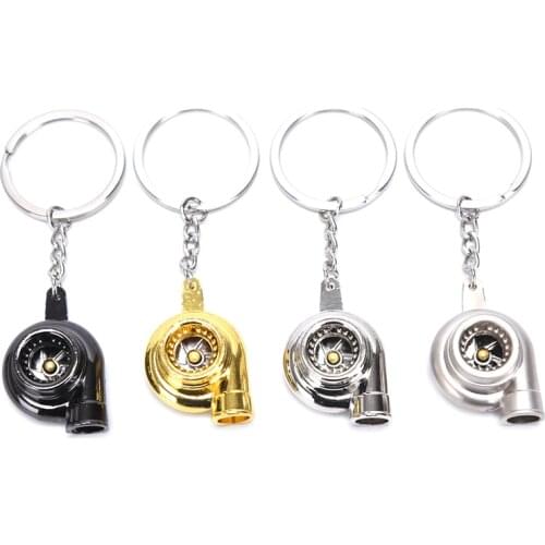 Real Whistle Sound Turbo Keychain Sleeve Bearing Spinning Auto Part Model Turbine Turbocharger Key Chain Ring Keyfob Keyring