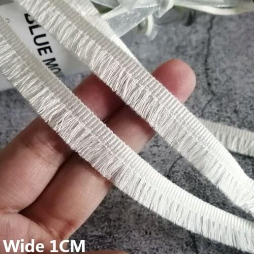 1CM Wide White Cotton Polyester Embroidery Ribbon Fringe Lace Edge Trim Dress Apparel Clothing DIY Handmade Sewing Tassel Decor
