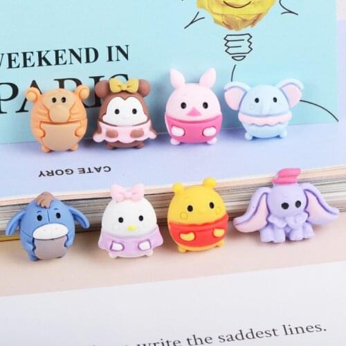 10PCS Cute Resin Cartoon Animals Flatback Cabochons Miniature Art DIY Craft Hair Clip Decoration Phone Shell Patch Art Material