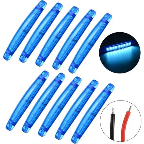 10pcs Blue 9LED Blue Bus/Truck/Trailer Lights Side Marker Light Waterproof 24V Tail Turn Signal Parking Lamp