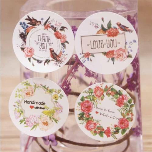 1200pcs/lot Kawaii Colored Wreath DIY Multifunction Seal Sticker Thank You Gift packaging Label