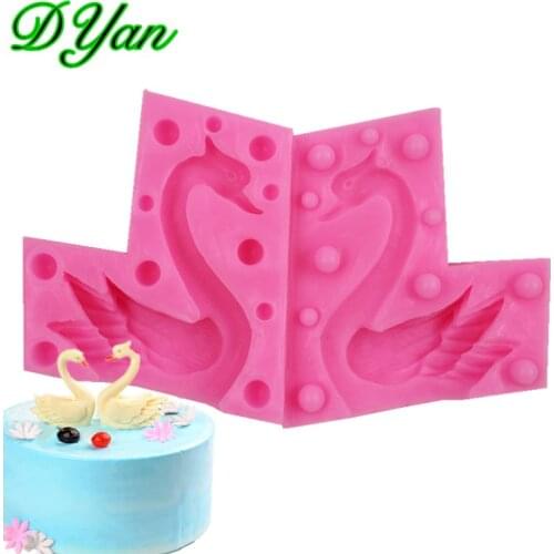 2pcs 3D Swan Fondant Silicone Mould Aromatherapy Plaster Mould DIY Cake Baking Decoration Mould A1716