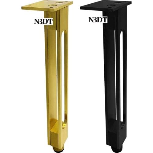 2Pcs Aluminum Titanium Gold Matte Black Furniture Cabinet Table Sofa Leg With Leveling Feet
