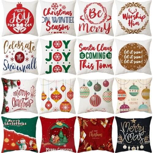 45x45cm Merry Christmas Cushion Cover Pillow Case Snowman Santa Elk Christmas Pillow Cover Sofa Chair Pillow Case Home Decor