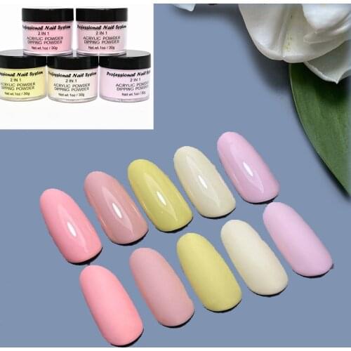 Five Colors Pink Set Acrylic Powder 28ML/jar*5Pc Kit Dip Powder Nail Tips Pigment Dust Manicure Extend Nail Art Acrylic F-92